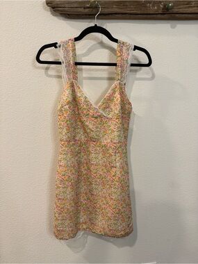 NWT REVOLVE Size Small Irene Lace Mini Dress in Pink Floral Brand: MORE TO COME